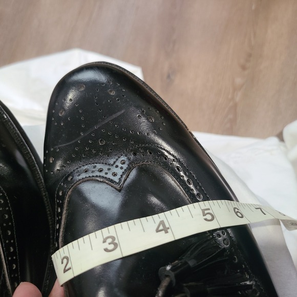 Vintage Black Leather Wingtip Tassel Loafers Made in USA Mens 14 3E Wide Brogue main image 7